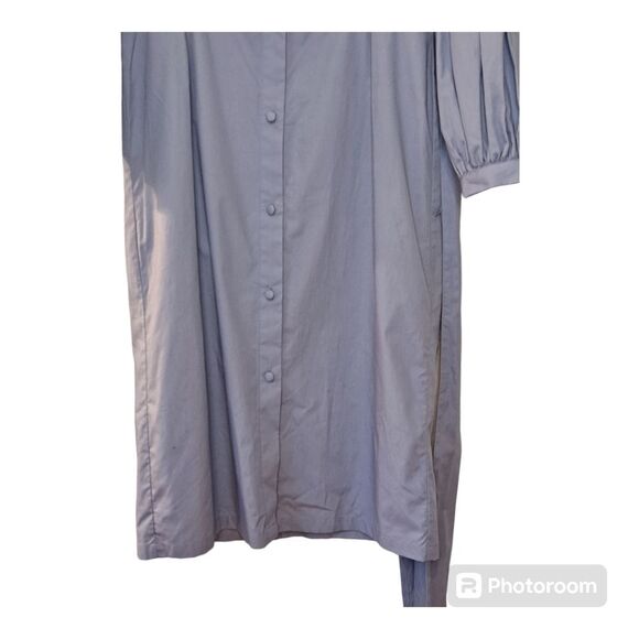 H&M Knee Length Button Up Shirt Dress V-Neckline Balloon Sleeves Preowned Size 2 - Picture 6 of 14
